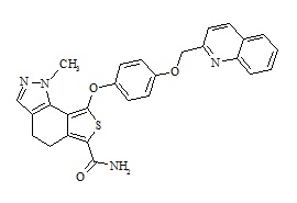 TD-198946 (1-methyl-8-[4-(2-quinolinylmethoxy)phenoxy]-4,5-dihydro-1h-thieno [3,4-g]indazole-6-carboxamide)