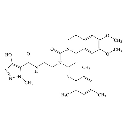 (E)-4-hydroxy-N-(2-(2-(mesitylimino)-9,10-dimethoxy-4-oxo-6,7-dihydro-2H-pyrimido[6,1-a]isoquinolin-3(4H)-yl)ethyl)-1-methyl-1H-1,2,3-triazole-5-carboxamide