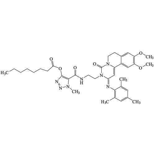 (E)-5-((2-(2-(mesitylimino)-9,10-dimethoxy-4-oxo-6,7-dihydro-2H-pyrimido[6,1-a]isoquinolin-3(4H)-yl)ethyl)carbamoyl)-1-methyl-1H-1,2,3-triazol-4-yl octanoate