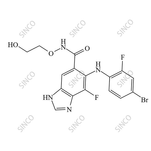 6-[(4-bromo-2-fluorophenyl)amino]-7-fluoro-N-[(2-hydroxyethyl)oxy]-3H-benzo[d]imidazole-5-carboxamide
